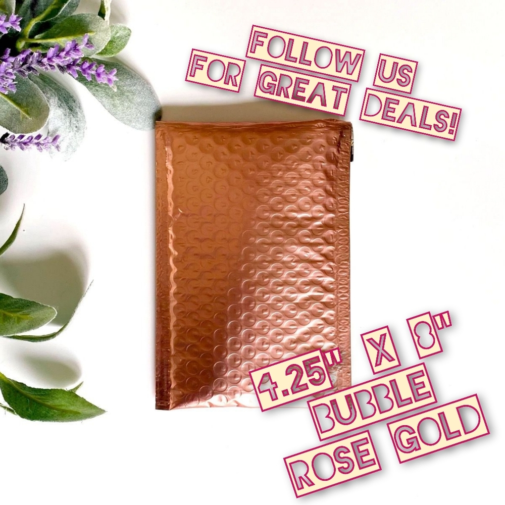 50 Bubble Rose Gold 4.25x8 Poly Mailers
